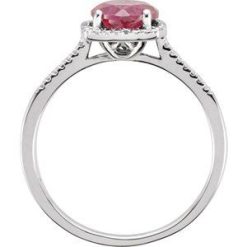 H-J :: 0.01 Ctw / Polished / Lab-Grown Ruby And .01 Ctw Natural Diamond Birthstone Ring