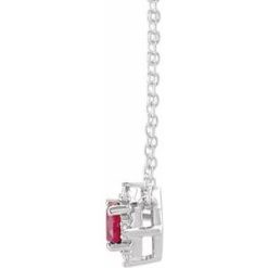 H+ / 18 In / Polished / Lab-Grown Ruby And .04 Ctw Natural Diamond Necklace