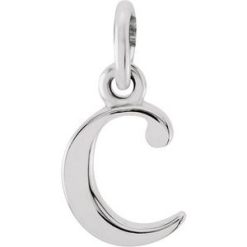 85780 / Pendant / 14K White / Initial C / 8.83 X 4.5 Mm / Polished / Lowercase Initial Pendant