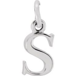 85780 / Pendant / 14K White / Initial S / 8.73 X 3.9 Mm / Polished / Lowercase Initial Pendant