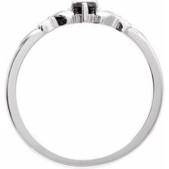 R50022 / Ring / Set / 14K White / Natural Black Onyx / Heart / 3 X 3 Mm / Polished / Natural Onyx Claddagh Ring
