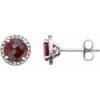 652050 / Earring / Set / Natural Mozambique Garnet / Round / 6 Mm / Sterling Silver / Natural Diamond / Pair / Friction Backs Included / Polished / Natural Mozambique Garnet And .01 Ctw Natural Diamond Earrings
