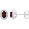 652632 / Earring / Set / Natural Mozambique Garnet / Oval / 6 X 4 Mm / Sterling Silver / Natural Diamond / Pair / Friction Backs Included / Polished / Natural Mozambique Garnet And .025 Ctw Natural Diamond Earrings