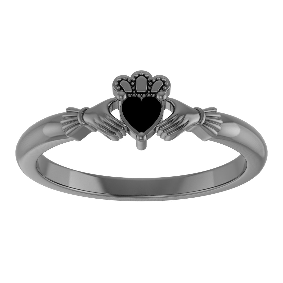 14K White Stuller Lab-Grown Moissaniteâ„¢ Claddagh Ring - Image 12