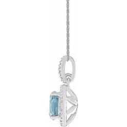 Hij / 18 In / Polished / Natural Sky Blue Topaz And .01 Ctw Natural Diamond Necklace
