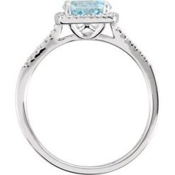 H-J :: 0.01 Ctw / Polished / Natural Sky Blue Topaz And .01 Ctw Natural Diamond Birthstone Ring