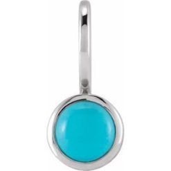 88099 / Pendant / Set / Sterling Silver / Round / Natural Turquoise / 5 Mm / Polished / Natural Turquoise Charm/Pendant