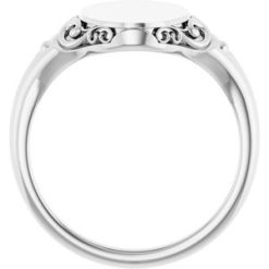 51659 / Sterling Silver / Oval / 13.4 X 9 Mm / Brush / Polished / Signet Ring
