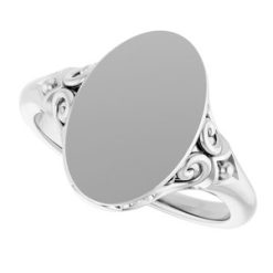 51659 / Sterling Silver / Oval / 13.4 X 9 Mm / Brush / Polished / Signet Ring