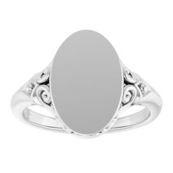 51659 / Sterling Silver / Oval / 13.4 X 9 Mm / Brush / Polished / Signet Ring