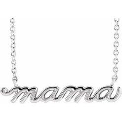 87395 / Necklace / Sterling Silver / 23 X 4.81 Mm / 18 In / Polished / Petite Mama Script Necklace