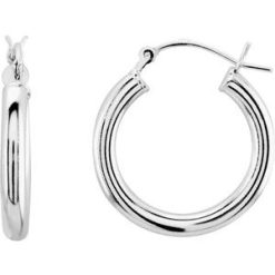 20347 / Earring / Sterling Silver / 20 Mm / 3 Mm / Pair / Catch / Polished / Hoop Earrings
