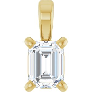 Emerald 4-Prong Solitaire Pendant