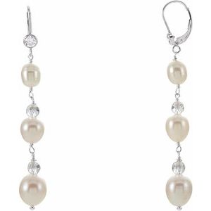 Pearl &amp; Crystal Dangle Earrings