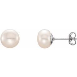 Button Pearl Stud Earrings
