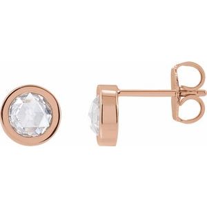 Round Bezel-Set Rose-Cut Stud Earrings