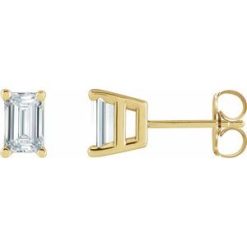 Emerald 4-Prong Stud Earrings