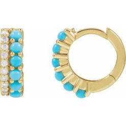 Accented Cabochon Hoop Earrings