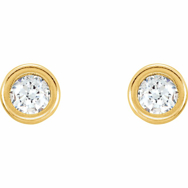 Round Bezel-Set Youth Stud Earrings - Image 2