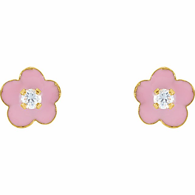 Youth Enamel Flower Earrings - Image 2