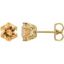Round 6-Prong Crown Stud Earrings