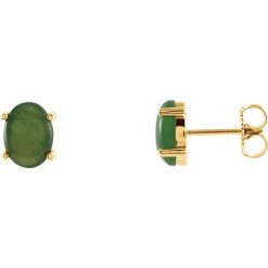 Oval 4-Prong Cabochon Earrings