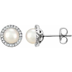 Round 4-Prong Halo-Style Birthstone Earrings