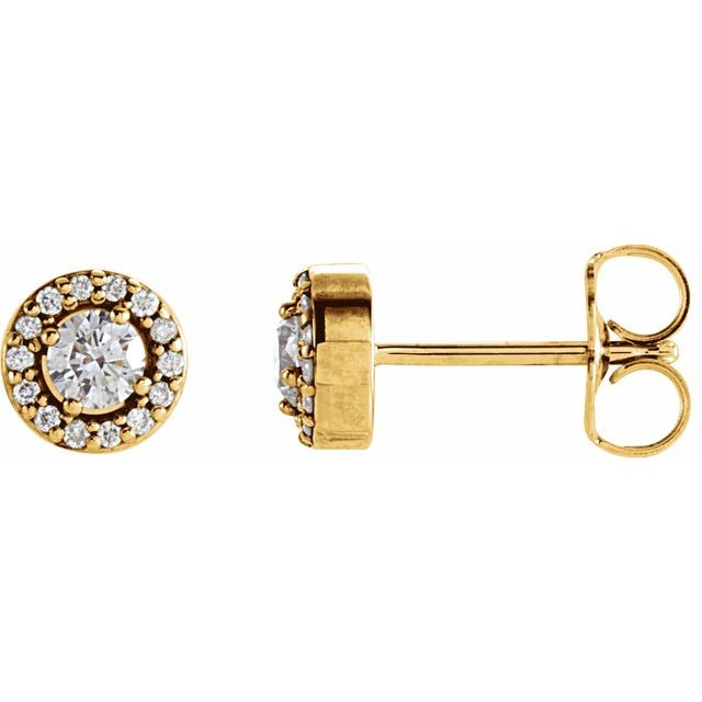 Round 4-Prong Halo-Style Earrings